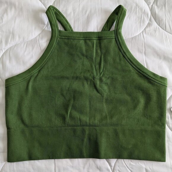 Athleta Tank Top Size XL Green Aurora High-Neck Cropped V-Back Seamless NWT Yoga - Picture 16 of 16